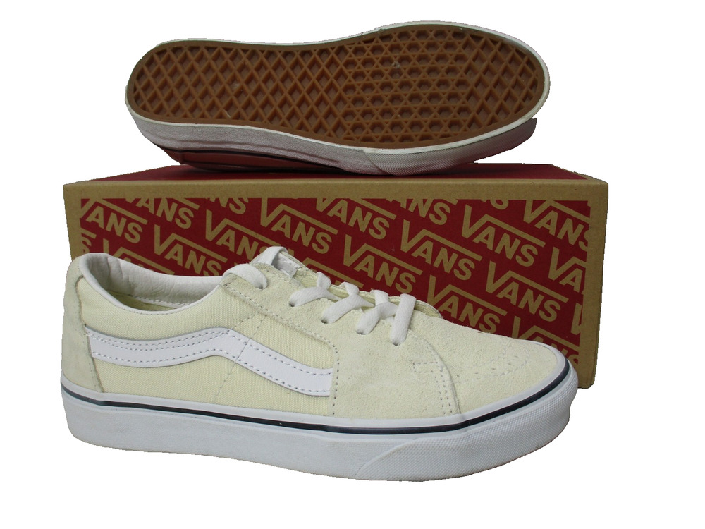 Vans Sk8 Low Canvas Suede Classic Off /Beige White Sneakers Shoes Womens Sz 7.5